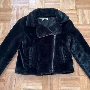Rebecca Minkoff Henderson Faux Fur Black Jacket Size S